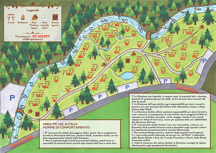 Mappa area Pic nic Palui Pescul Selva di Cadore