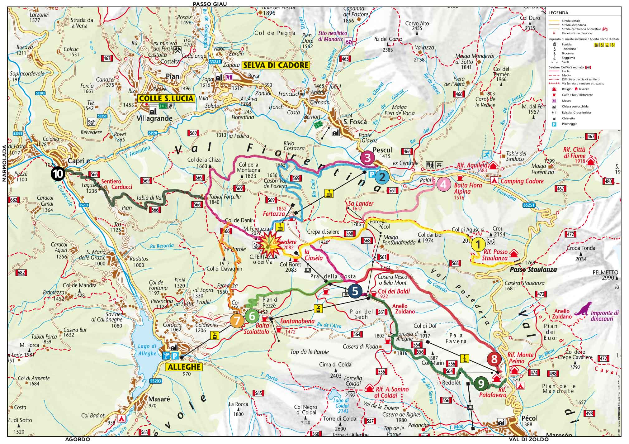 Mappa percorsi per raggiungere il Ristoro Belvedere